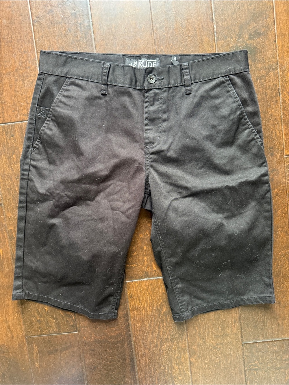 RUDE Black Flat-Front Men's Shorts
